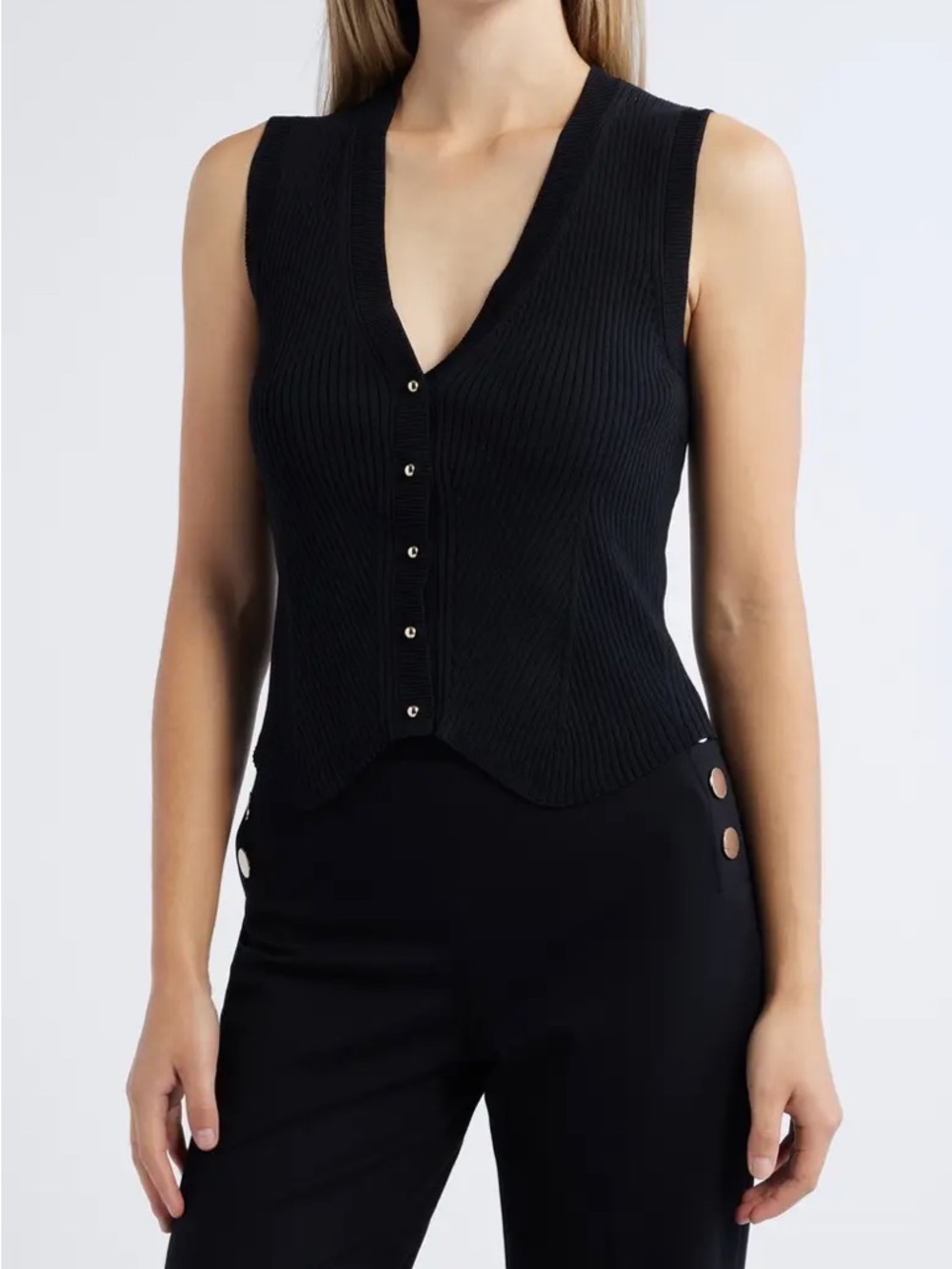 414. Anne Klein L Fitted Direction Rib Sweater Vest NWT - Picture 2 of 5